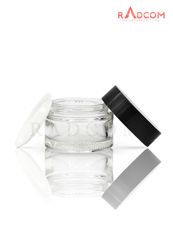 50 GM Clear Mesh Jar with Black Cap with Lid & Wad